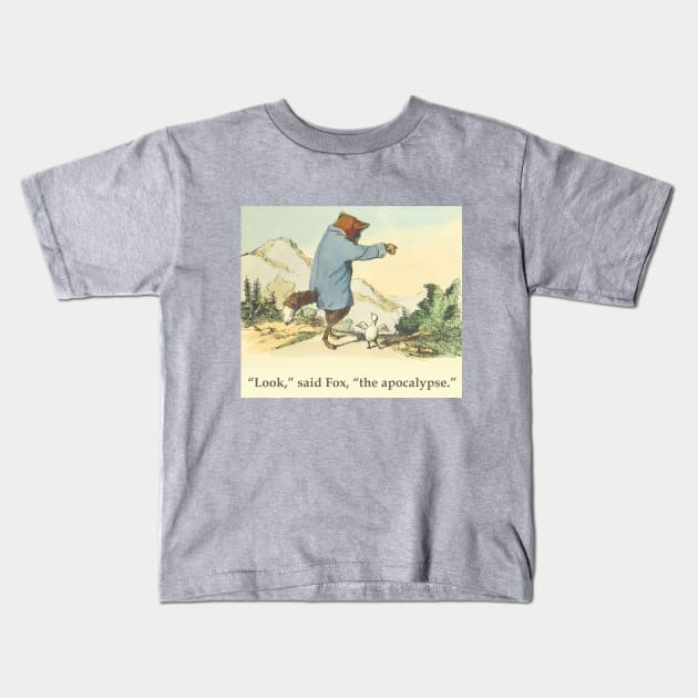 Fox and Chicken - Apocalypse Kids T-Shirt by helengarvey